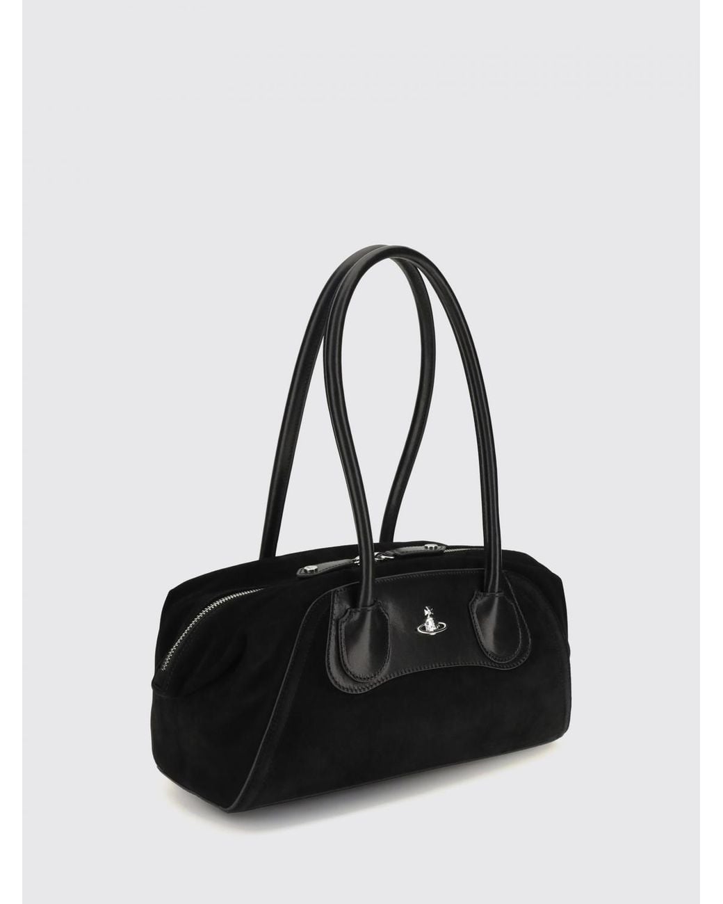 Vivienne Westwood Black Shirley Leather Shoulder Bag With Orb Logo And Monogram