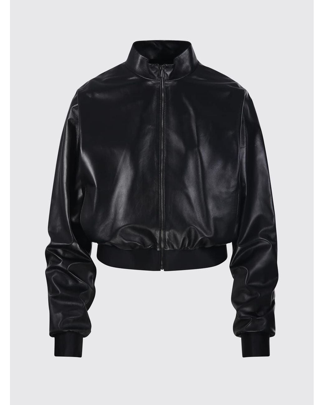 Gucci Black Nappa Leather Bomber Jacket With High Collar And Zip Closure