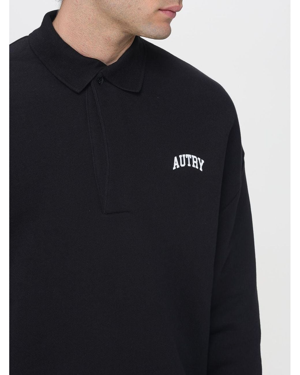 Autry Blue Cotton Polo Collar Sweatshirt for men