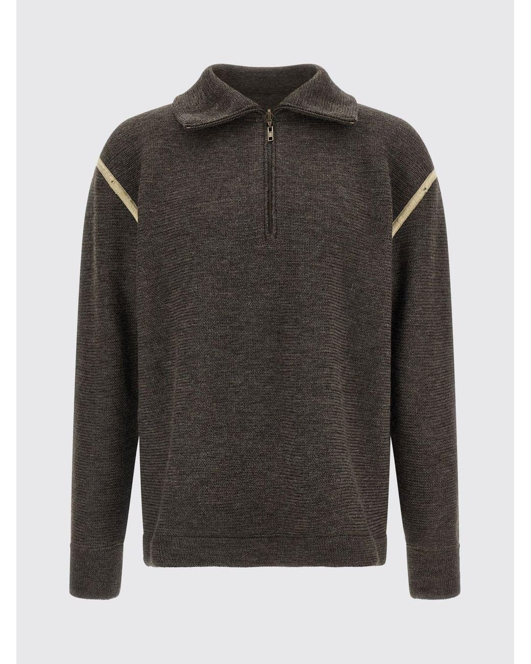 Maison Margiela Gray Pure Wool Jumper With Sailor Collar And Half-Zip for men