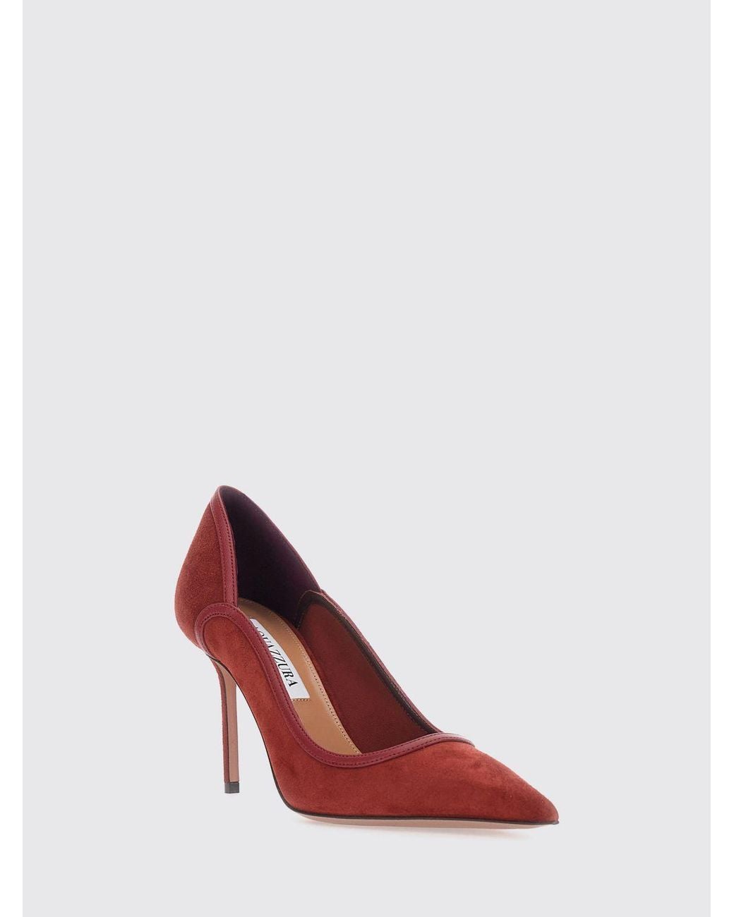 Aquazzura Red Plush Suede Pumps With High Stiletto Heel
