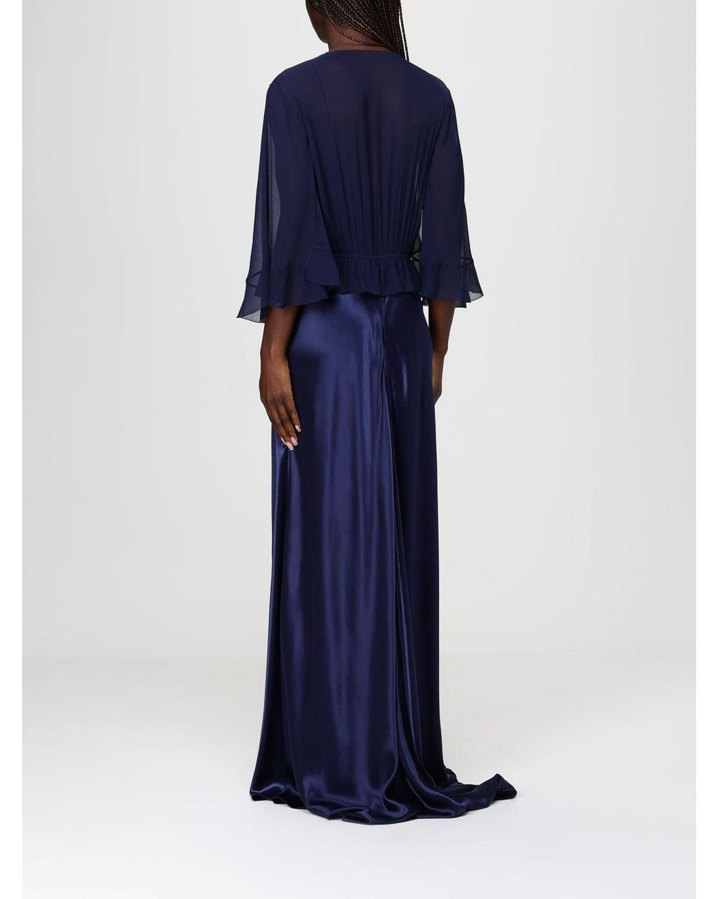 Alberta Ferretti Blue Long Satin Dress