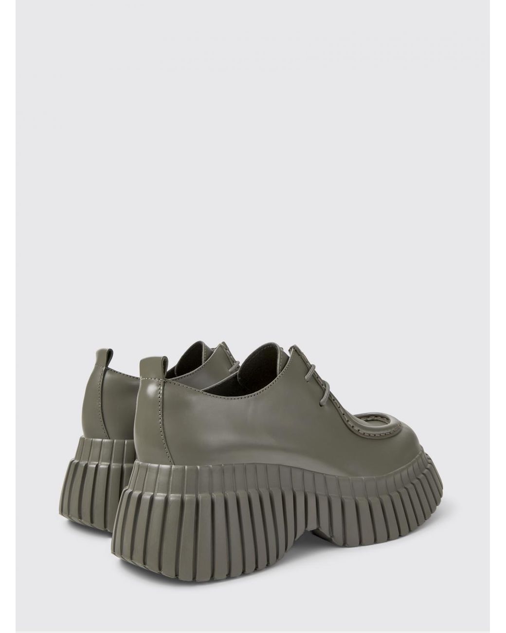 Camper Gray Pix Bcn Brushed Leather Platform Derby