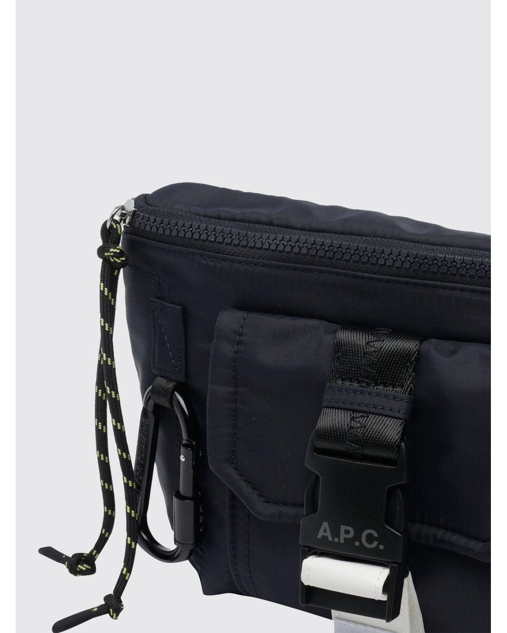 A.P.C. Black Nylon Belt Bag With Applied Logo, Zip Closure And Adjustable Strap for men