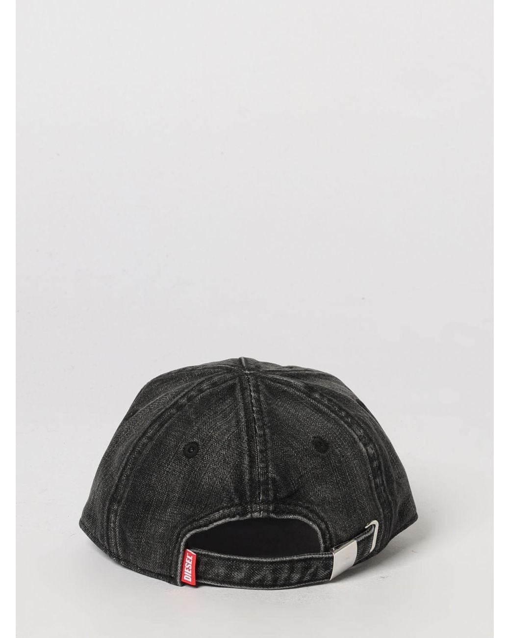 DIESEL Black Distressed Denim Baseball Cap With Embroidered Oval D Logo for men