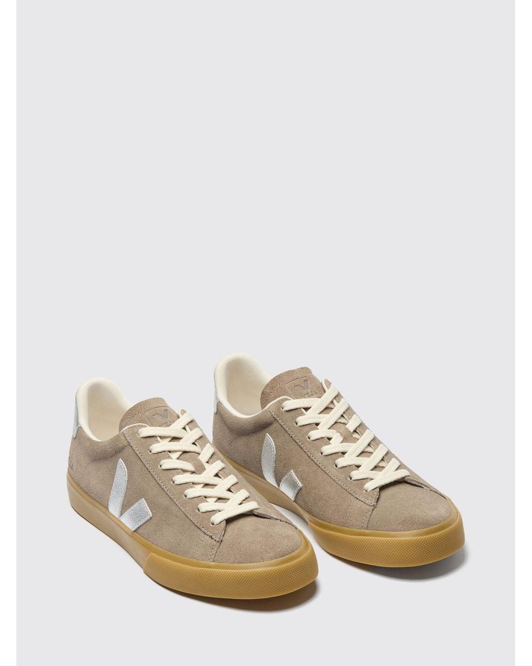 Veja White Campo Low-Top Suede Sneakers With Contrast Logo for men