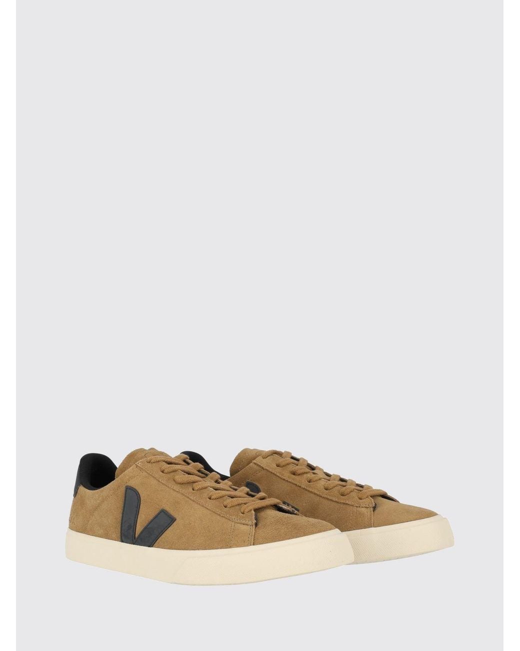 Veja Brown Campo Low-Top Suede Trainers With Contrasting V-Logo for men