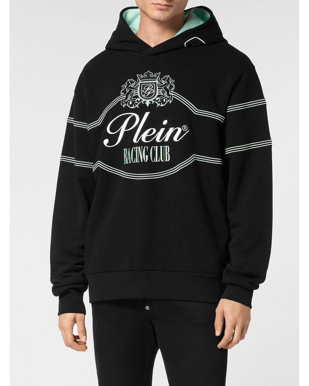 Philipp Plein Black Relaxed Fit Cotton Hoodie With Embroidered Logo for men