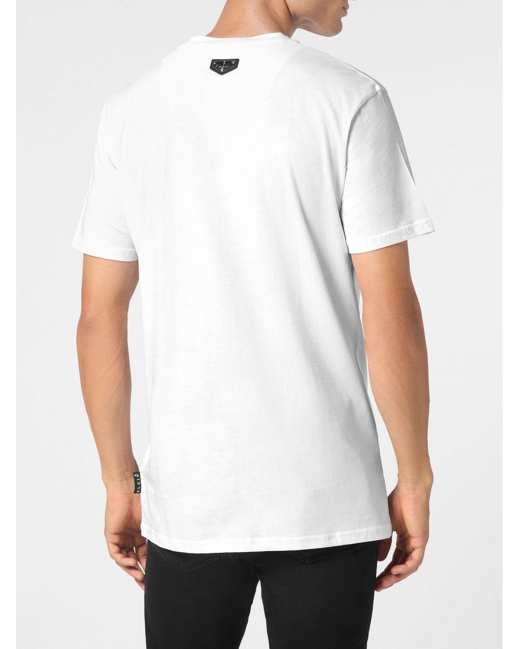 Philipp Plein White Cotton T-Shirt With Skull Print And Rhinestone Embellishments for men