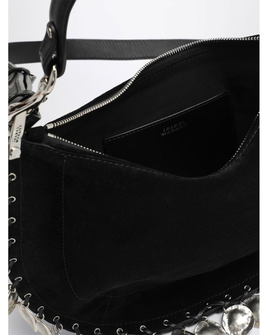 Isabel Marant Black Oskan Suede Shoulder Bag With Embossed Logo