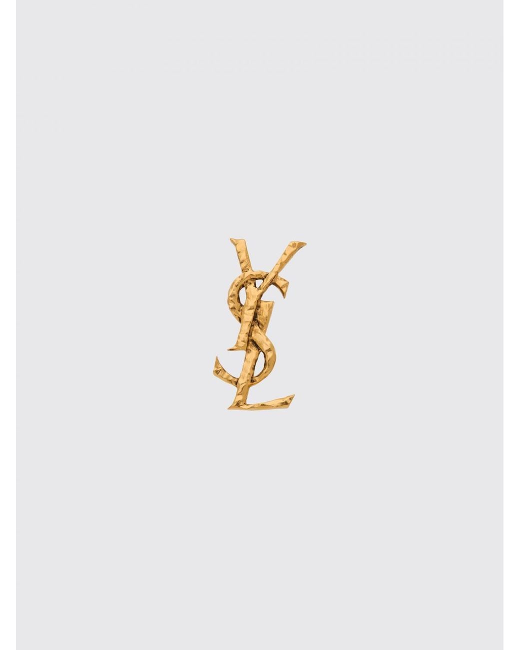 Saint Laurent White Ysl Monogram Brooch