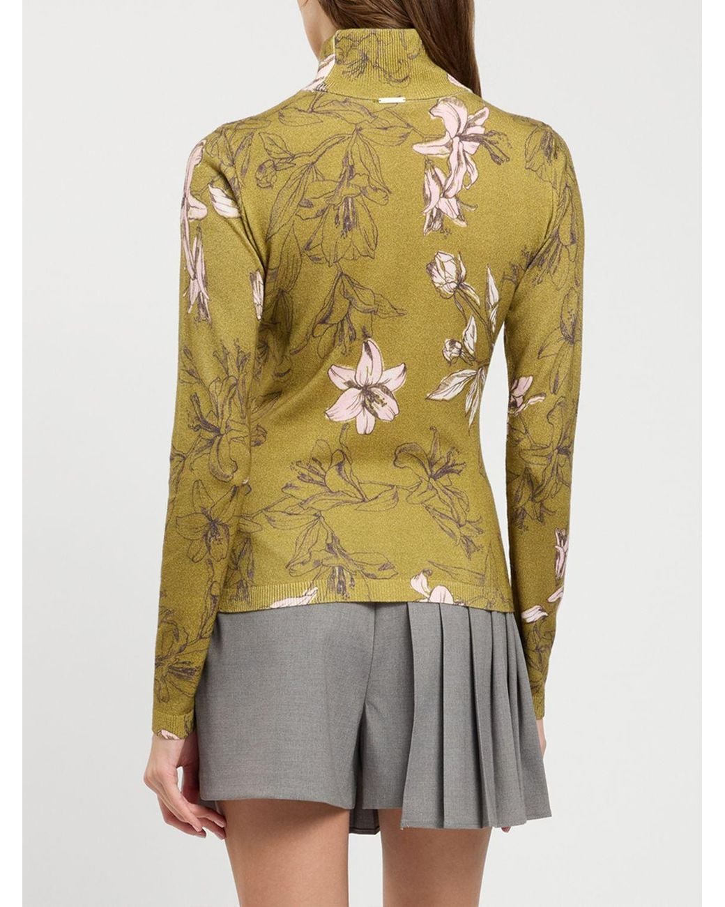 Twinset Multicolor Romantic-Style Floral Print Viscose Turtleneck Jumper