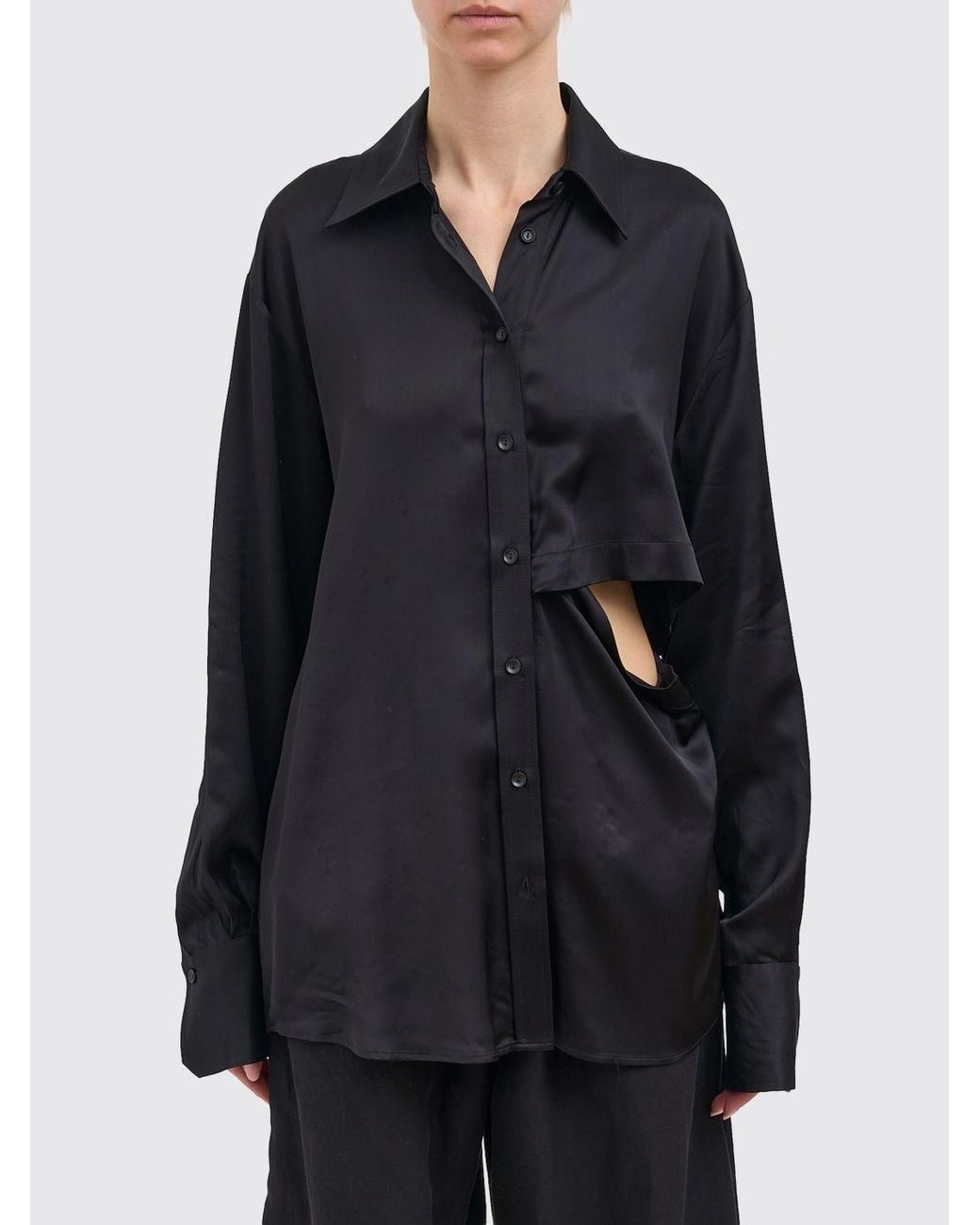 Andrea Ya'aqov Black Viscose Cut-Out Shirt