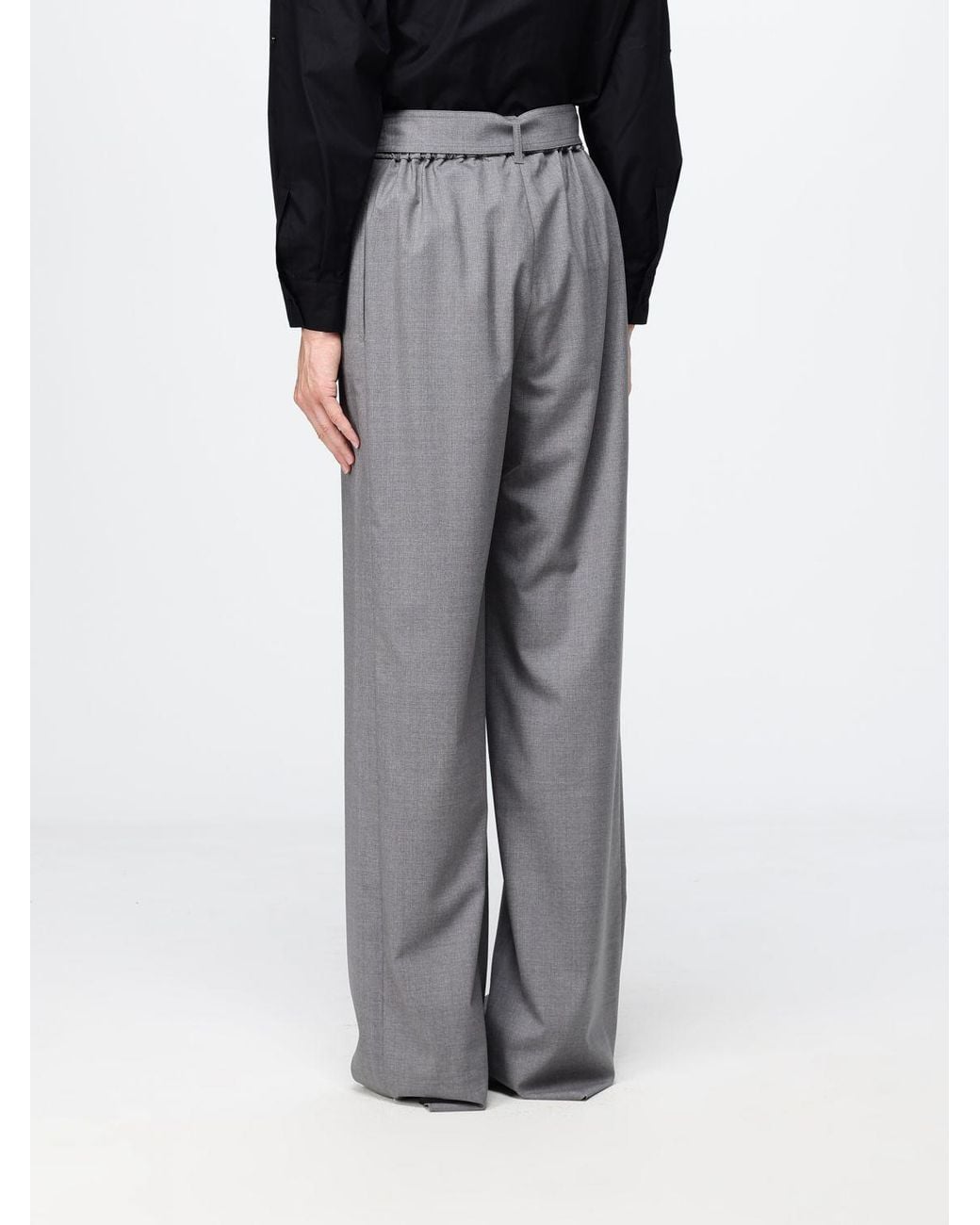 Max Mara Gray Virgin Wool Palazzo Trousers