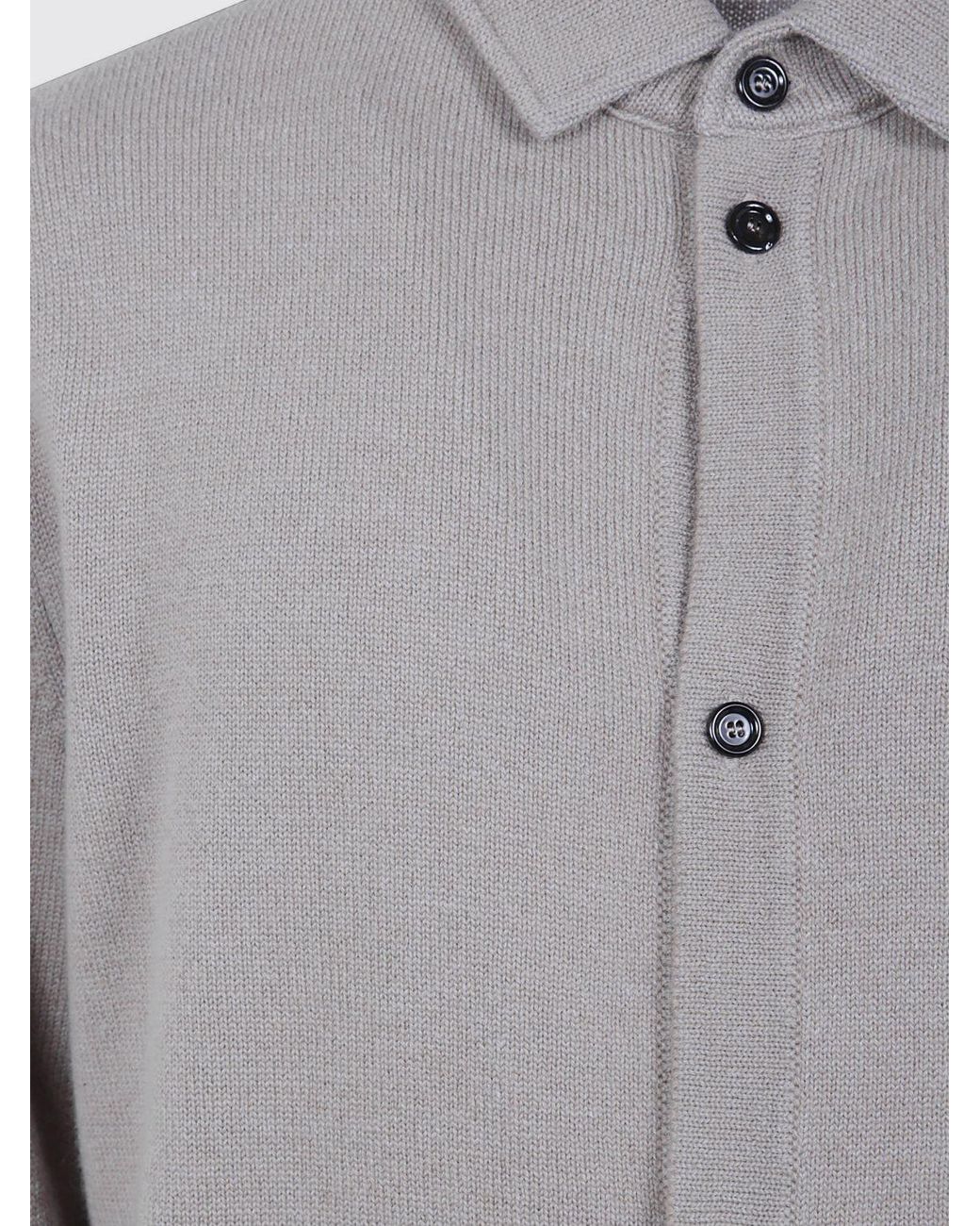 Lardini Gray Long-Sleeved Polo Jumper for men