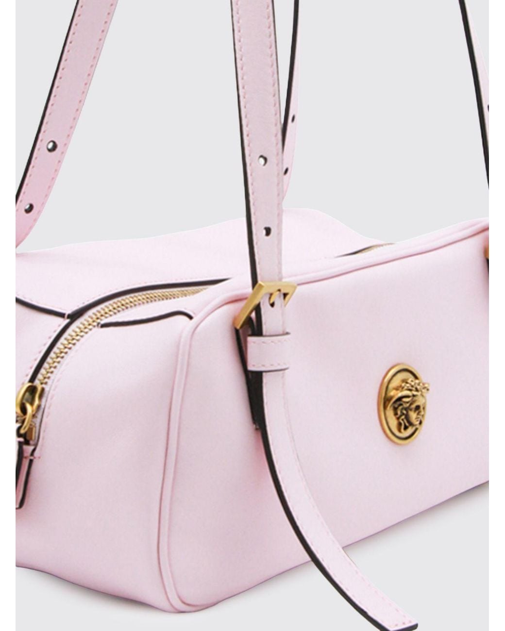 Versace Pink Emblème Small Leather Shoulder Bag With Medusa Logo