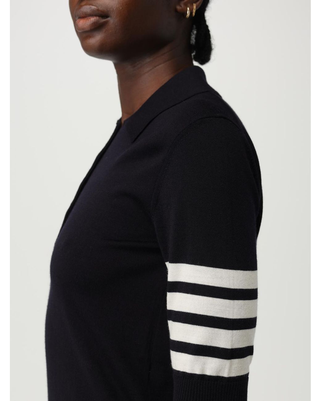 Thom Browne Black Wool Polo Shirt