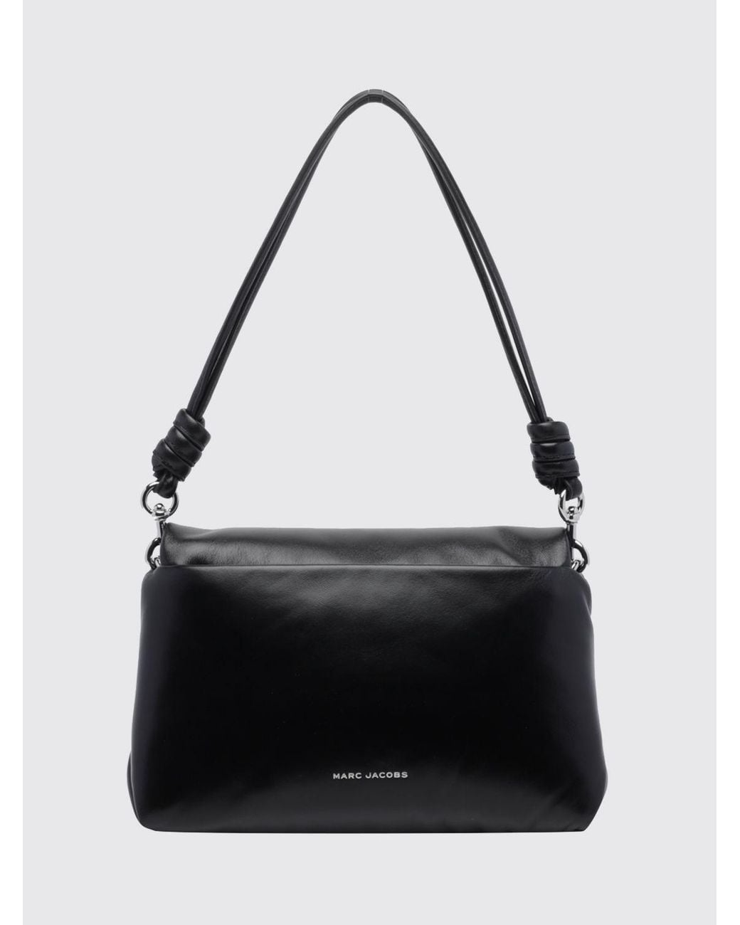 Marc Jacobs Black The Dual Puffy Leather Shoulder Bag With A Knotted Handle