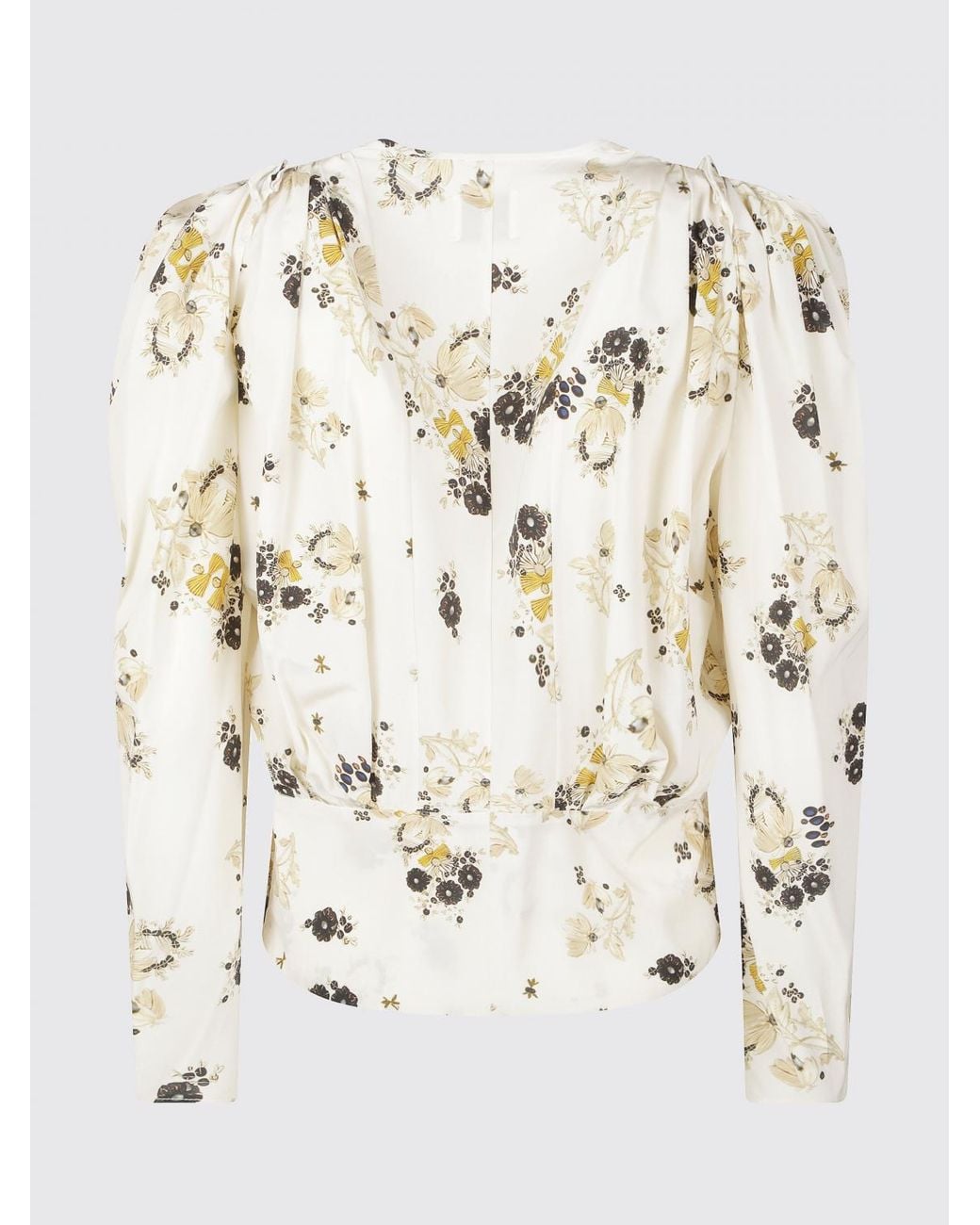 Isabel Marant Blue Zarga Floral-Print Long-Sleeved Silk Top