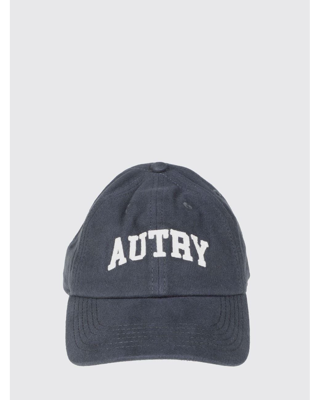 Autry Blue Ribbed Wool Beanie Hat With Turn-Up Cuff And Contrast Logo for men