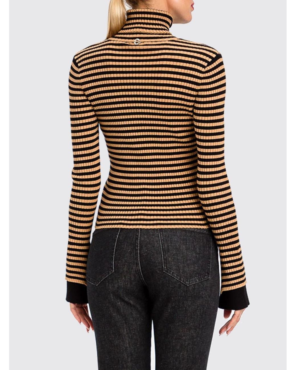 Twinset Black Striped Slim Fit Turtleneck