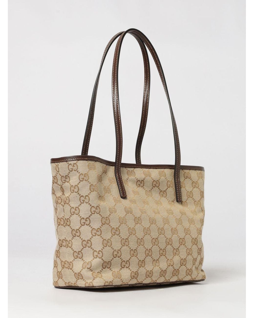 Gucci Natural Tribeca Gg Monogram Jacquard Fabric Shoulder Bag With Double Handles