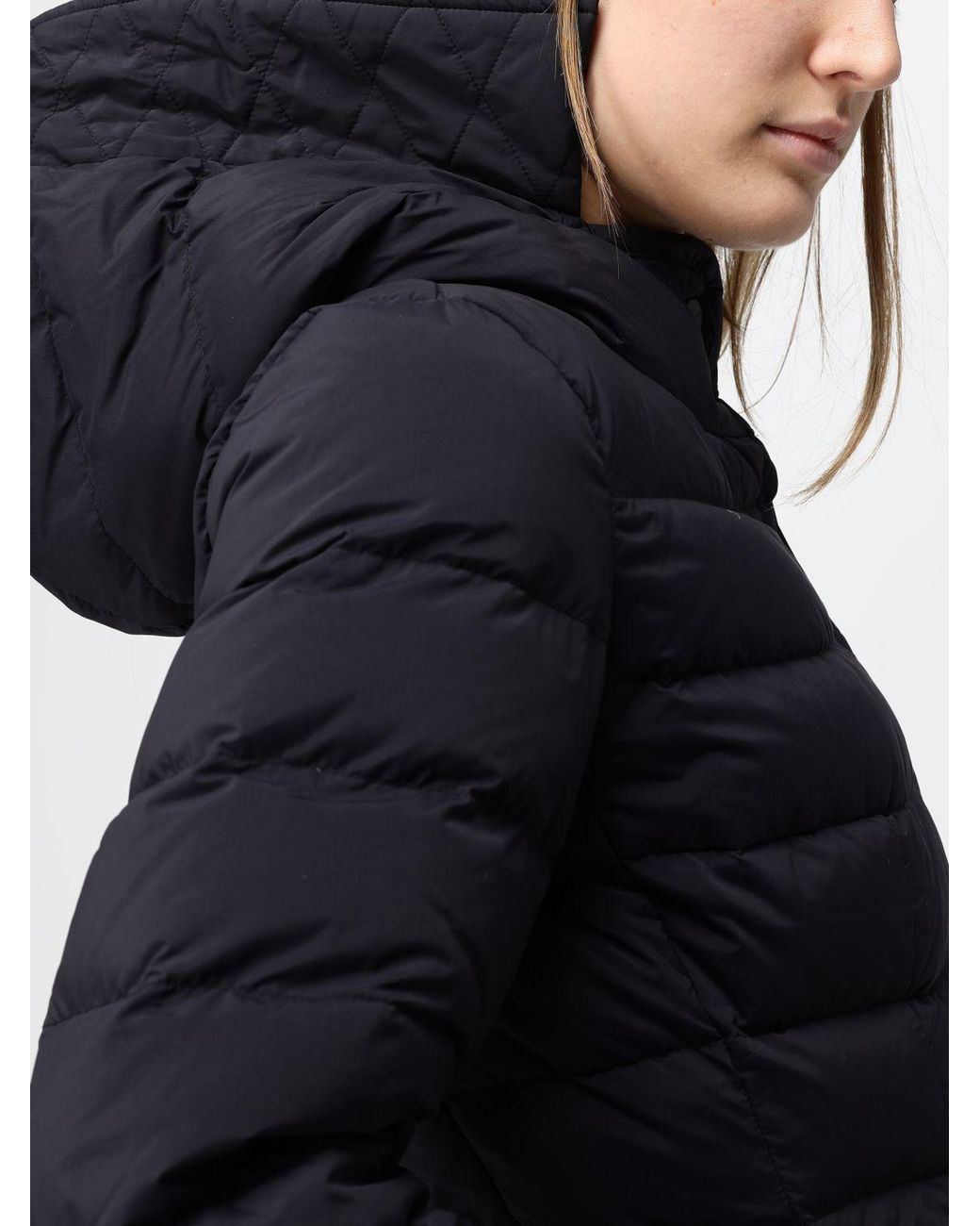 Peuterey Black Short Polyester Down Jacket With Shearling Hood And High Neck