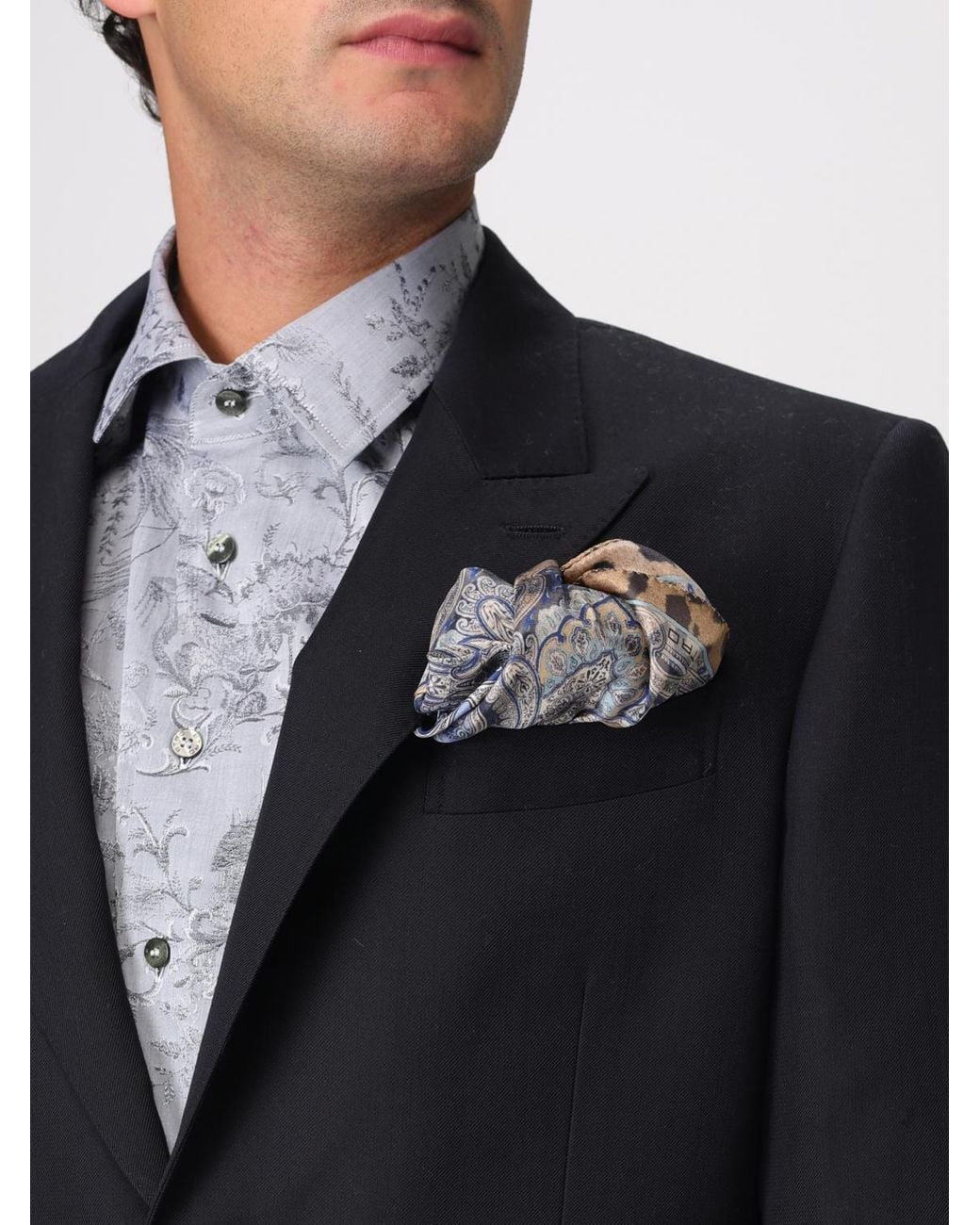 Etro Blue Silk Pouch With Animalier Paisley Motif for men