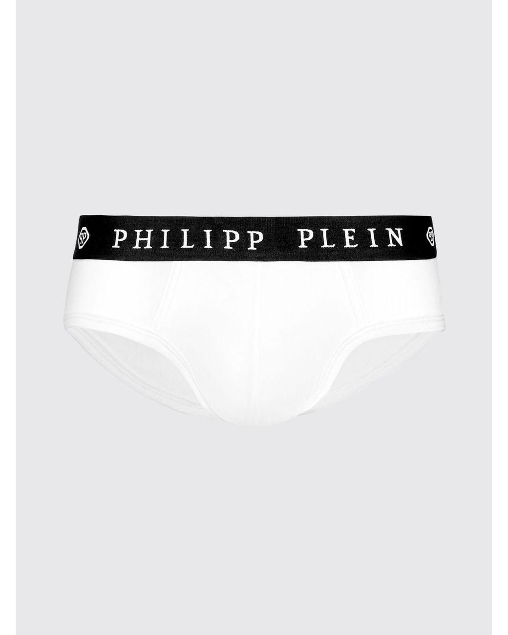 Philipp Plein White Stretch Cotton Briefs With Logo for men