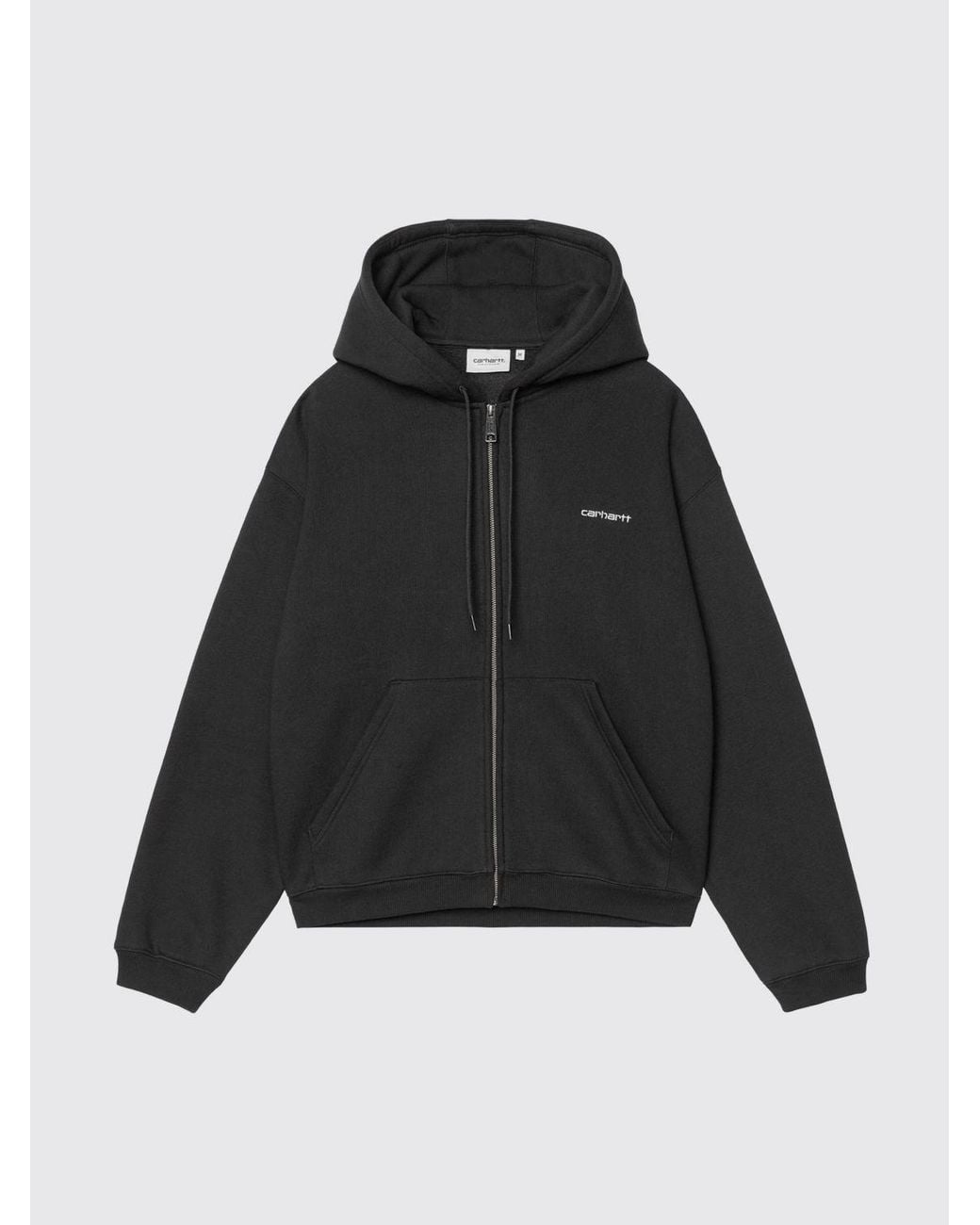 Carhartt Black Cotton-Blend Zip-Up Hoodie With Dropped Shoulders for men