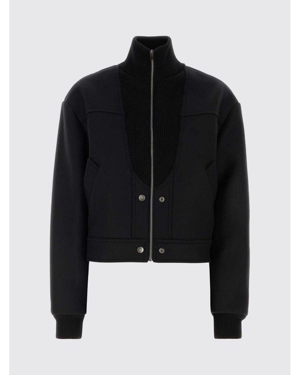 Maison Margiela Blue Virgin Wool Bomber Jacket With Turtleneck Collar