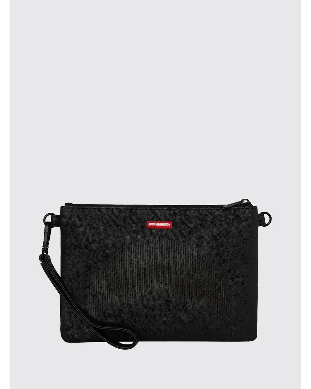 Sprayground Black Disappearing Shark Pvc Wristlet Clutch With Logo