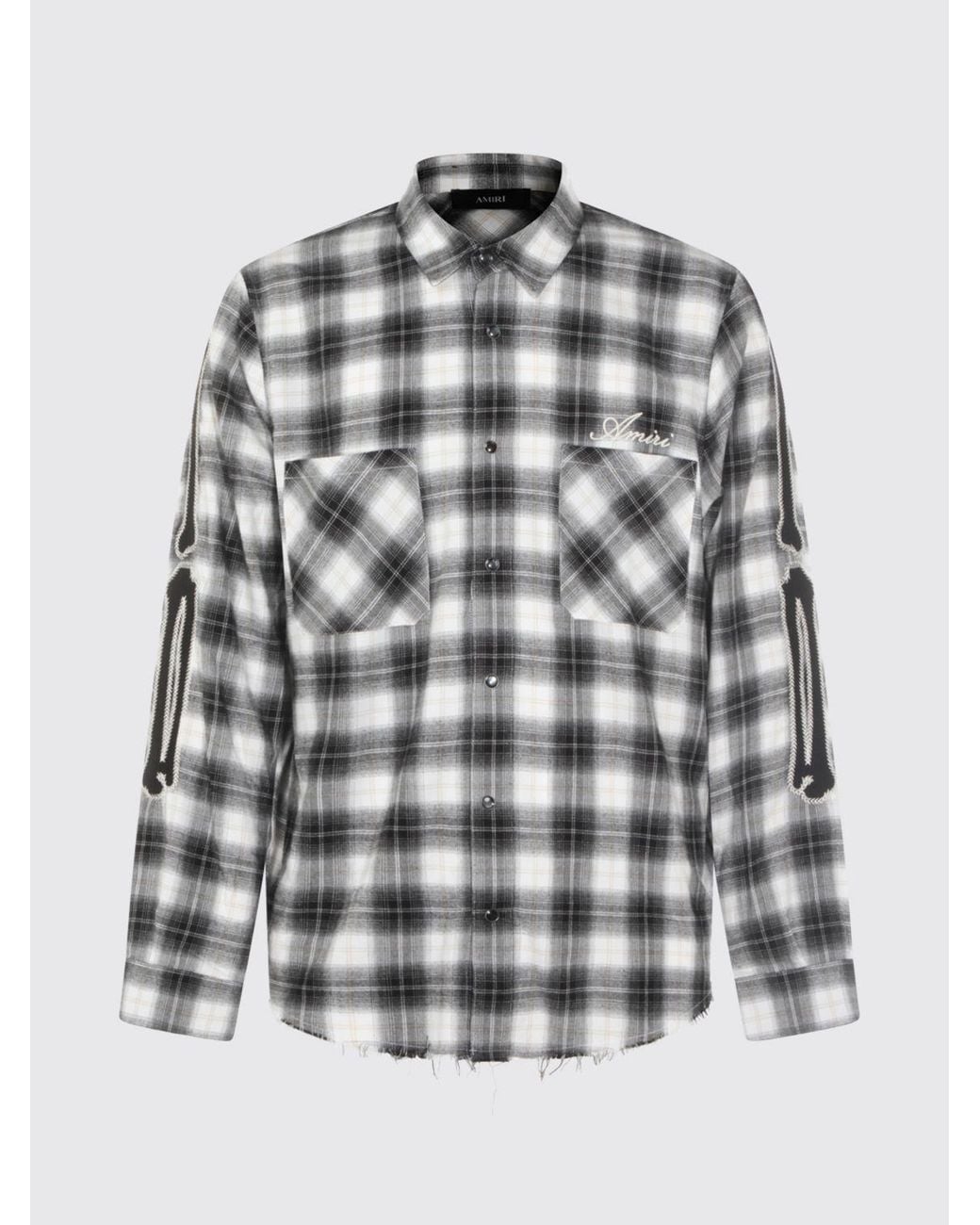 Amiri Gray Check Cotton Shirt for men