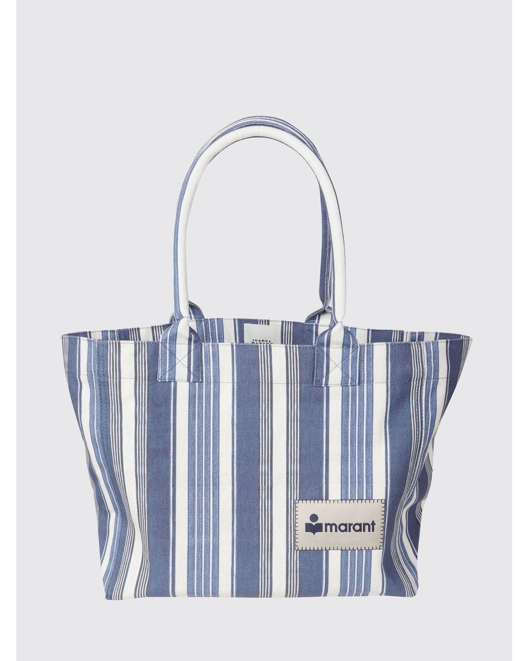 Isabel Marant Blue Bicolor Striped Cotton Canvas Shoulder Bag
