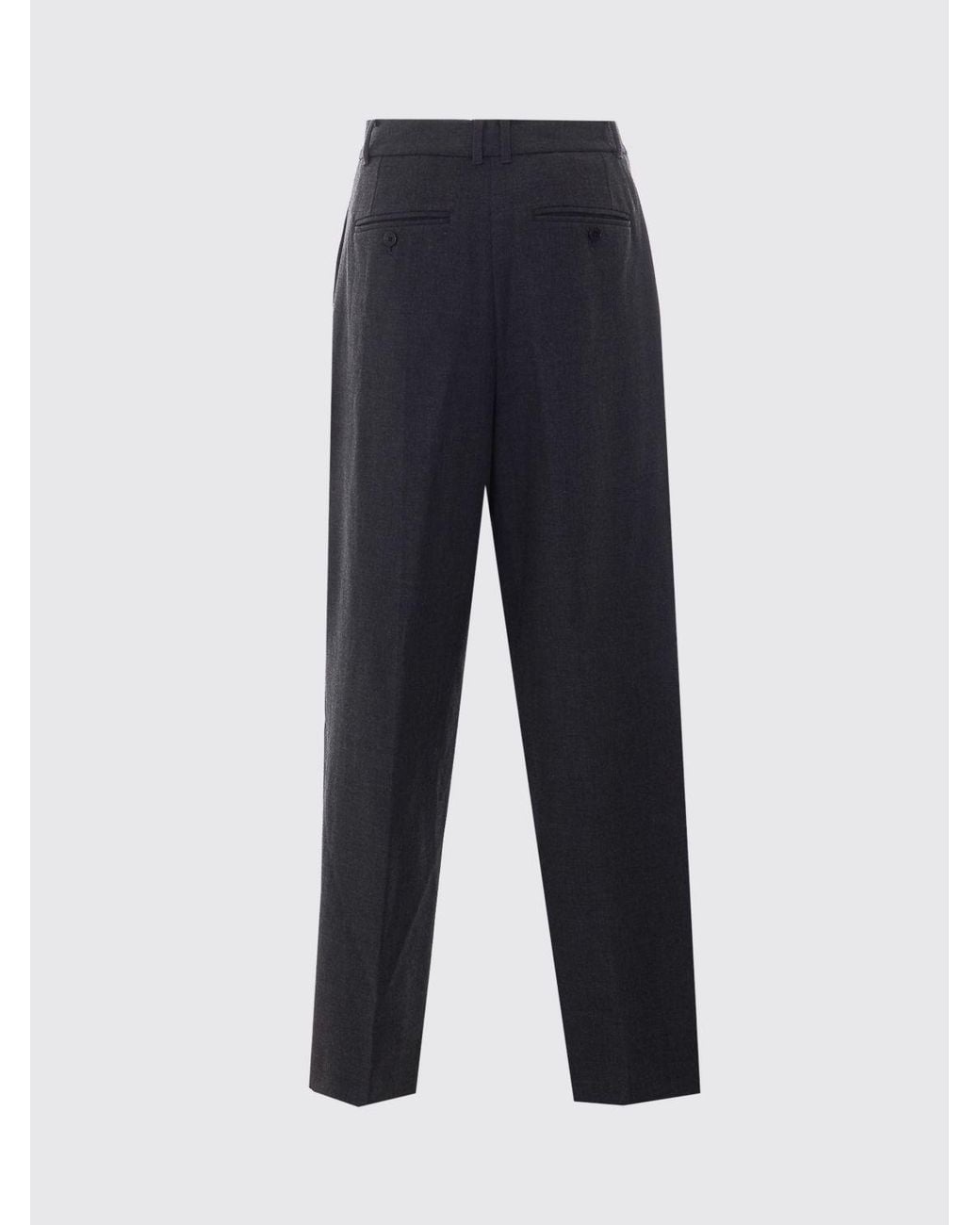 DUNST Blue Wide Leg Crêpe Tailored Trousers With Darts And Mid-Rise