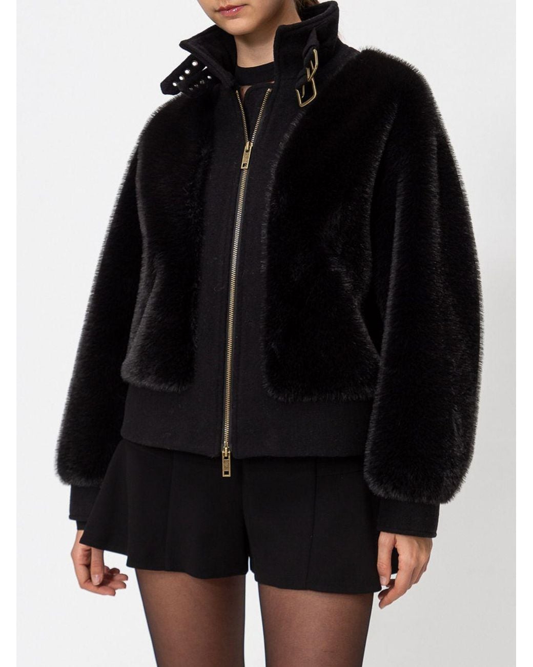 Twinset Black Fur Coat