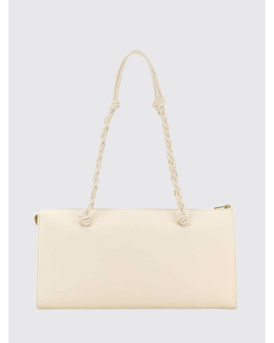Jil Sander Natural Large Tangle Calfskin Leather Shoulder Bag With Braided Handle