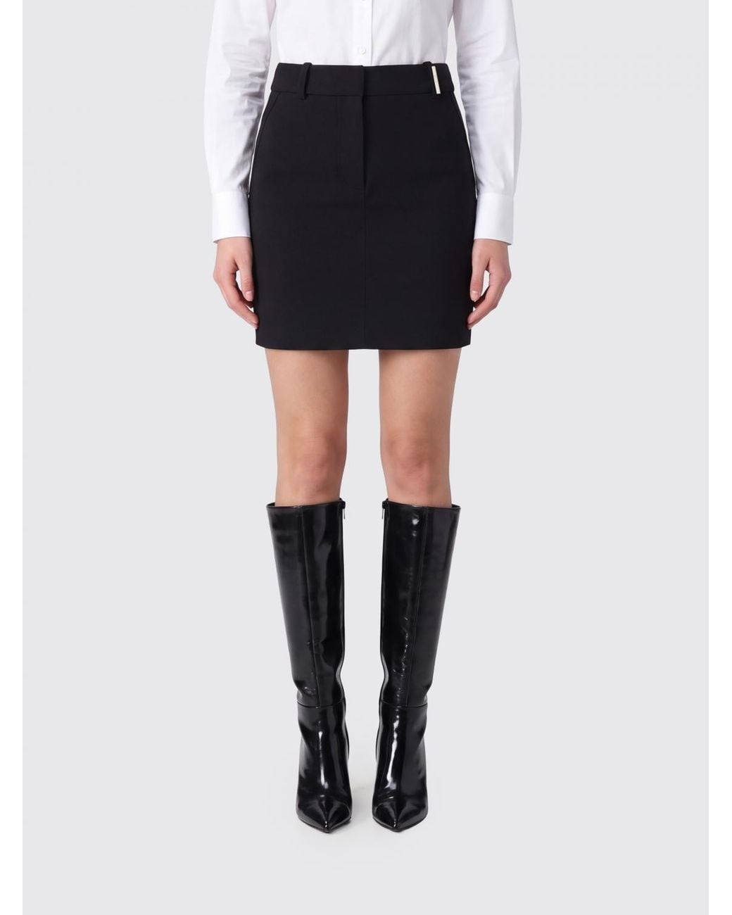 The Attico Black High-Waisted Viscose Blend Pencil Mini Skirt With A Slim Fit