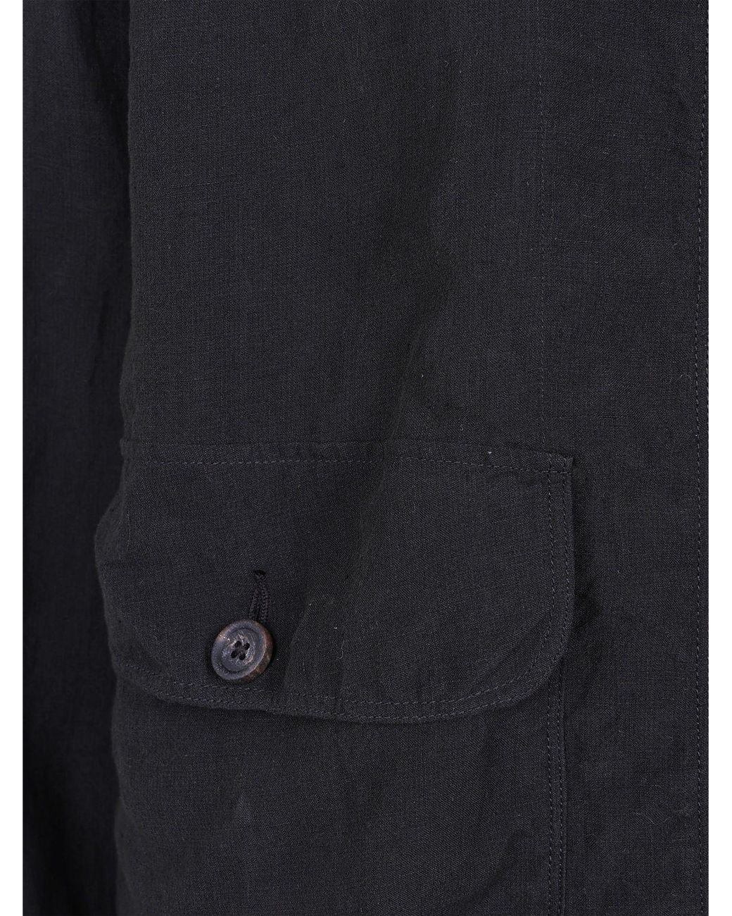 Ziggy Chen Blue Shirt-Style Pure Linen Bomber Jacket With Zip And Patch Pockets for men