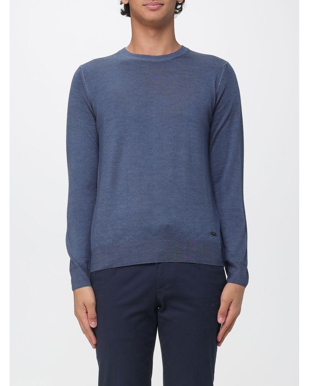 Brooksfield Blue Shawl Collar Wool Cardigan With Button Closure for men