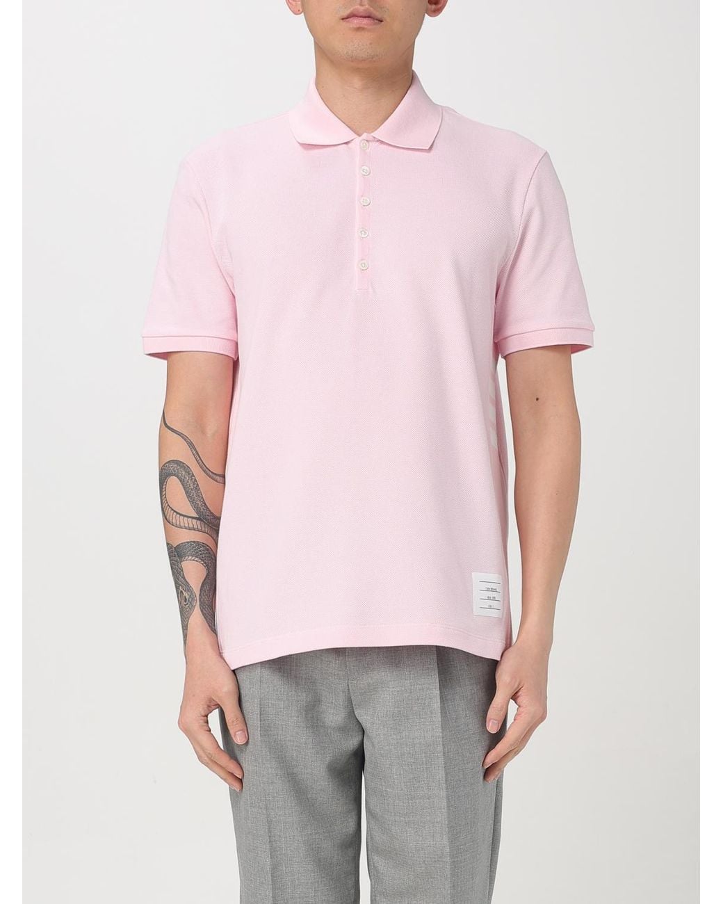 Thom Browne Pink Basic Cotton Polo Shirt for men