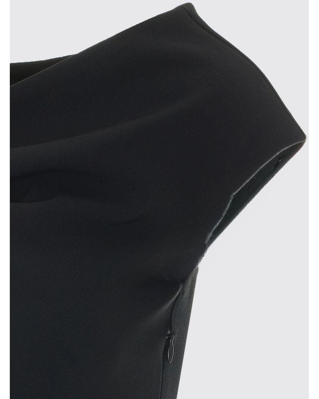 Pinko Black Off-The-Shoulder Crêpe Sheath Mini Dress With Straight Neckline