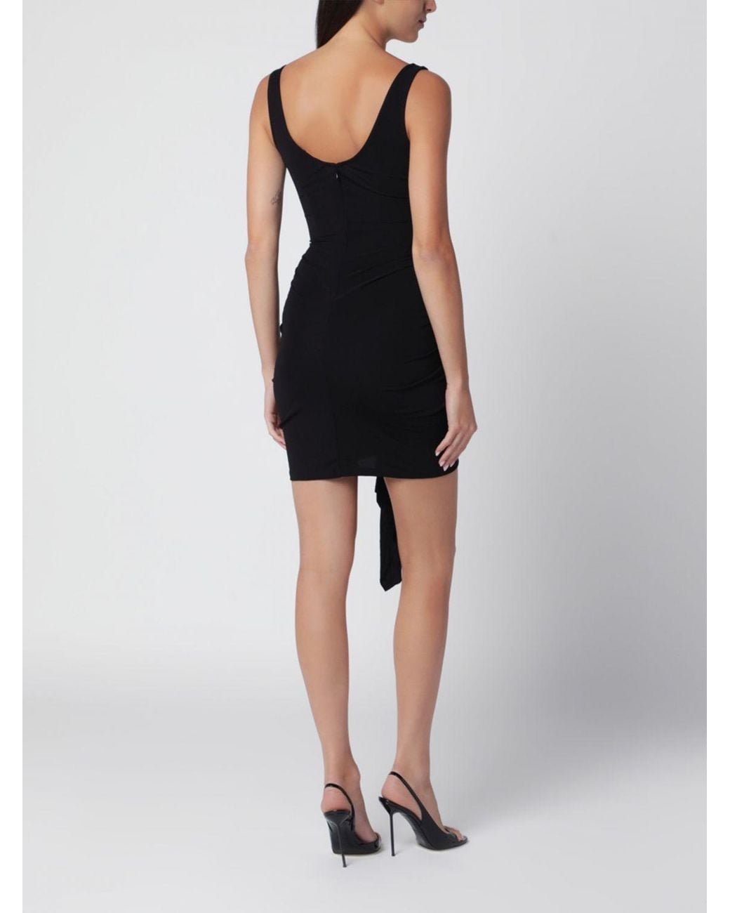 Christopher Esber Black Asymmetrical Viscose Sheath Mini Dress