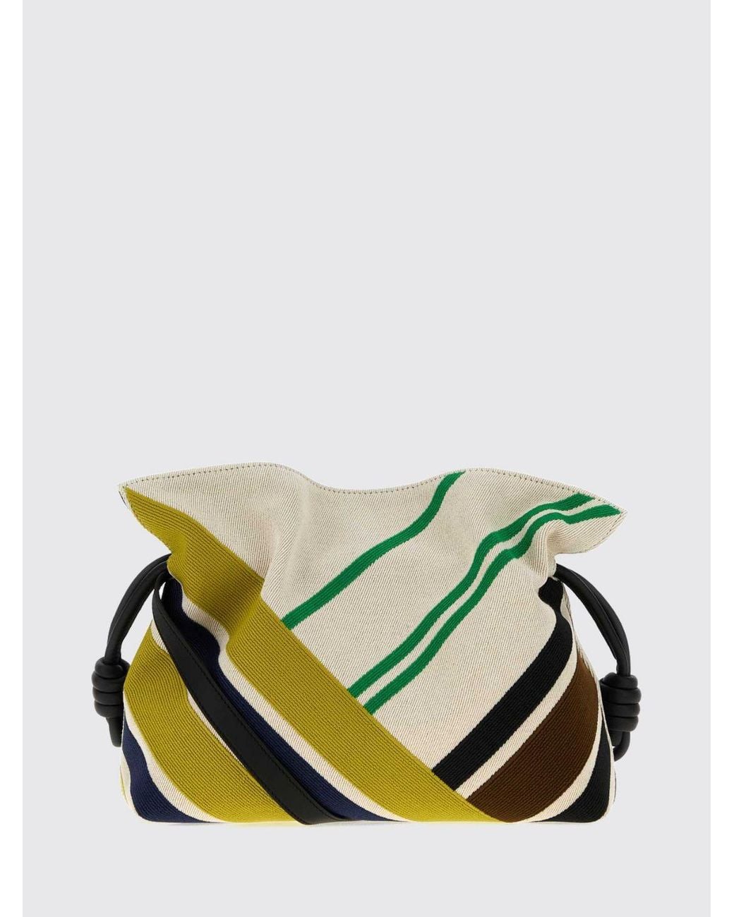 Loewe Blue Flamenco Striped Jacquard Cotton Canvas Clutch With Knot