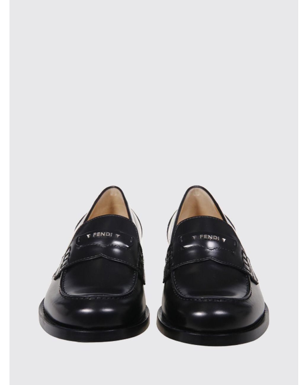 Fendi White Ateneo Brushed Calfskin Leather Penny Loafers With Round Toe for men