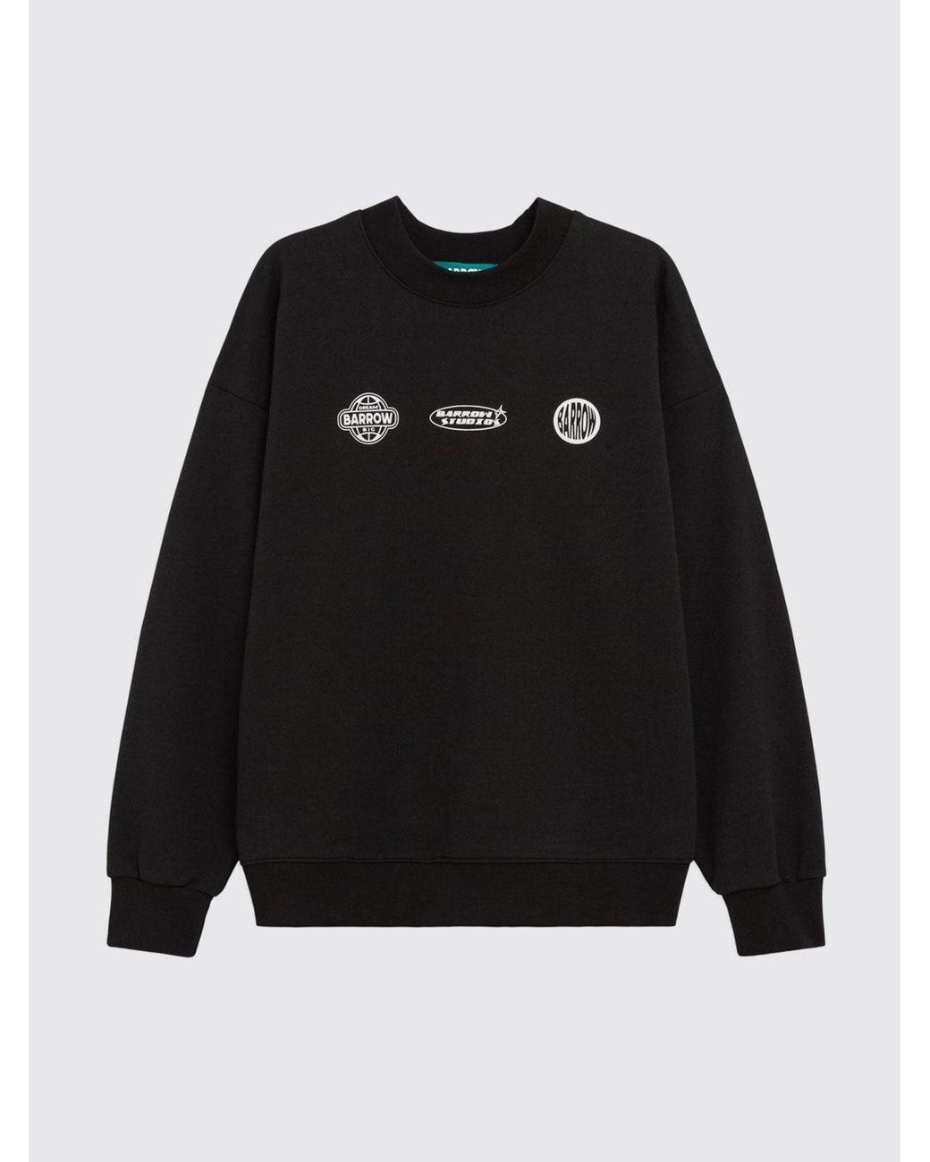 Barrow Blue Relaxed Fit Cotton Crewneck Sweatshirt With Monogram And Rear Logo for men