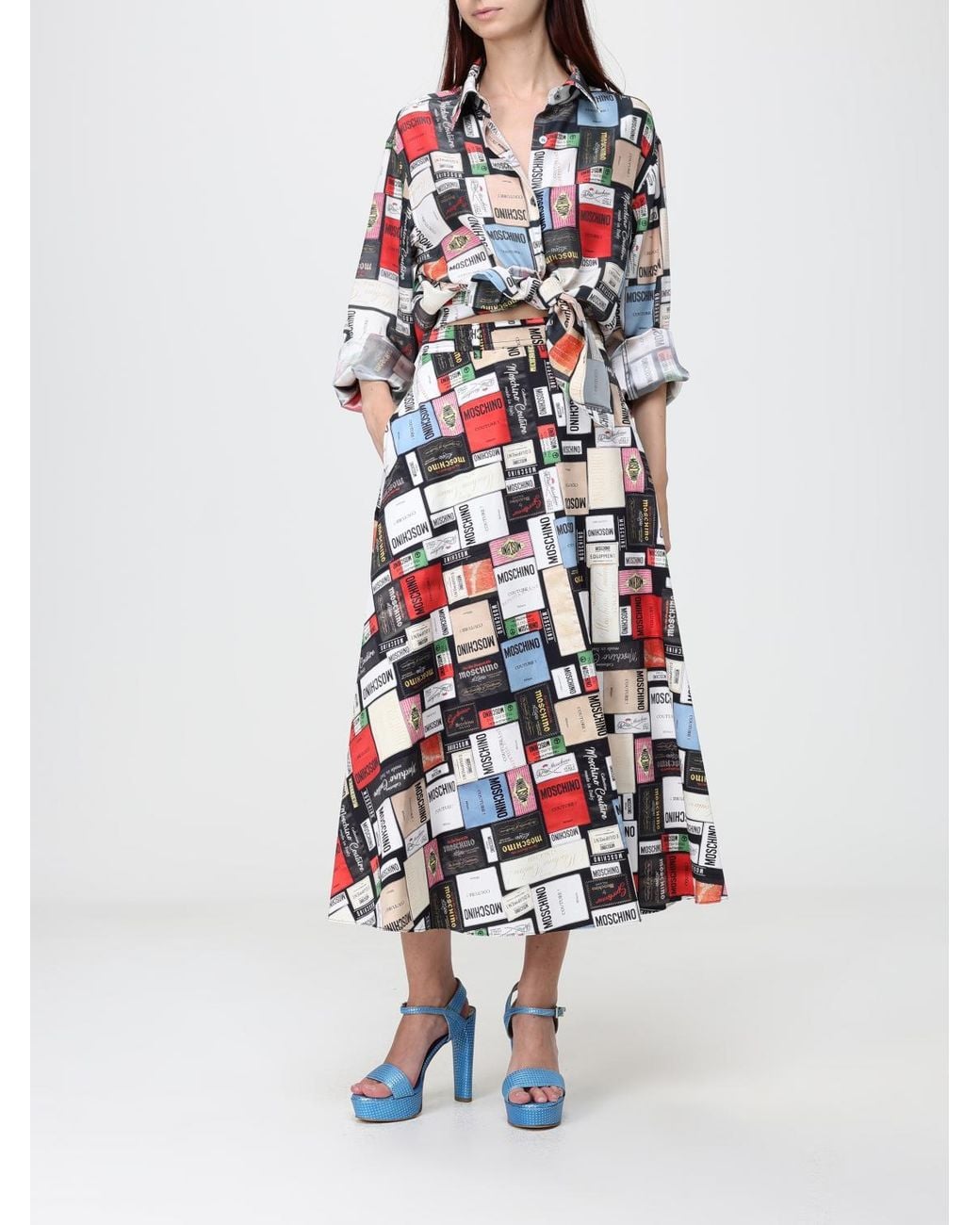 Moschino Couture White High-Waisted A-Line Midi Skirt