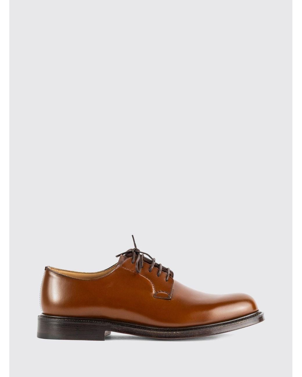 Church's Brown Shannon Smooth Calfskin Round-Toe Derby Lace-Up Shoes for men