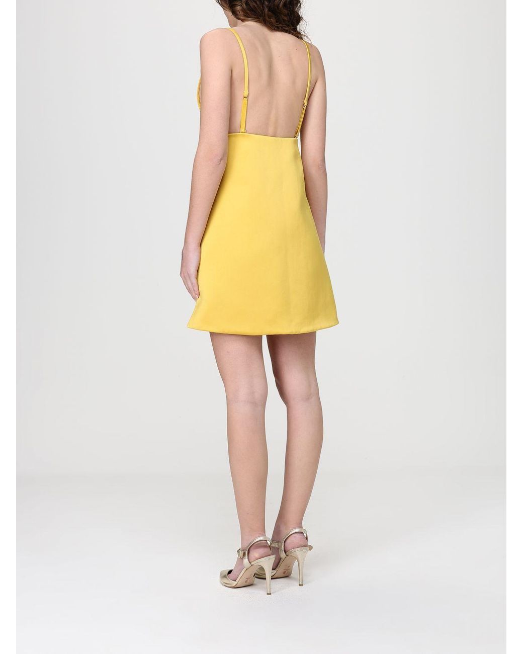 Elisabetta Franchi Yellow Crepe Mini Dress