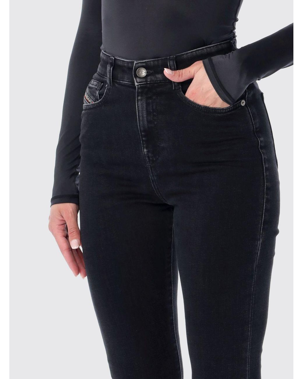 DIESEL Blue High-Waisted Flared 5-Pocket Cotton Denim Jeans